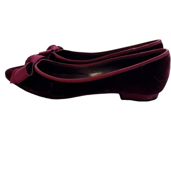 Dior Deep Red Velvet Women's Flats - Picture 2 of 6